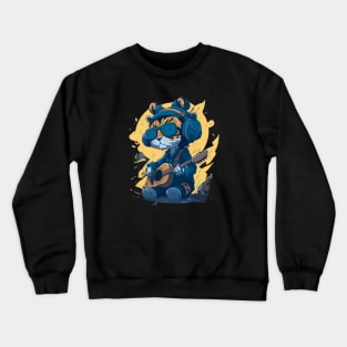 Baby Tiger Playing Guitar Cute and Quirky Crewneck Sweatshirt